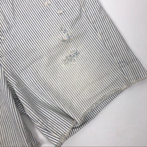 Madewell Distressed Railroad Striped Shorts - Picture 6 of 8